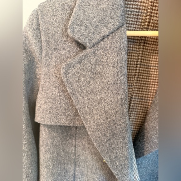 Sandro Wool Gray Double Faced Check Belted Trench Coat US4/FR36 - Picture 14 of 17
